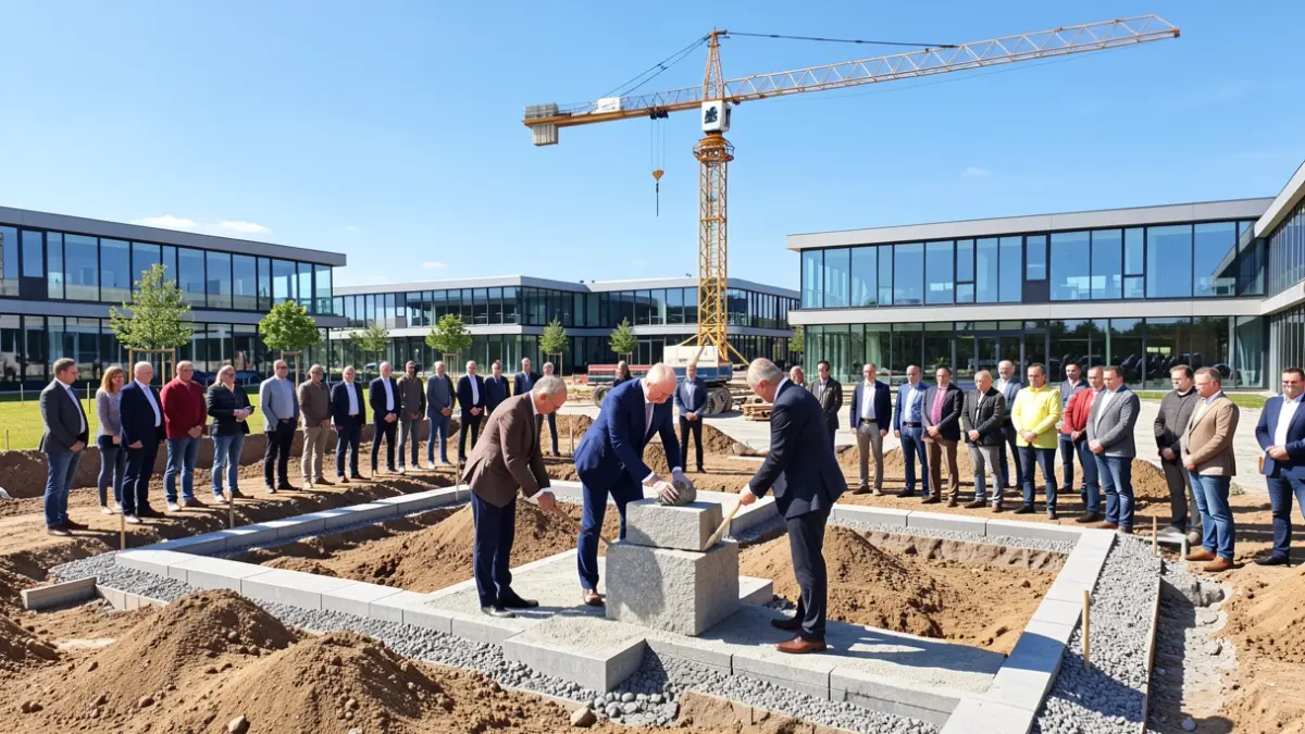 Pose de la première pierre du Business Park à Chevry-Cossigny.