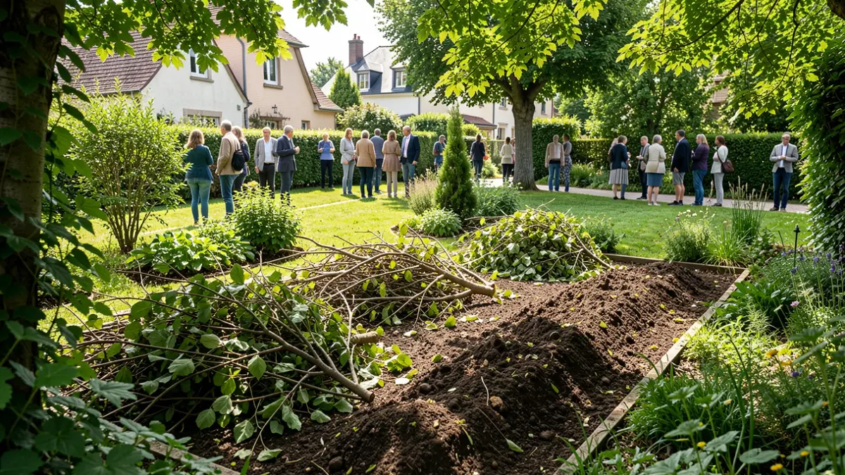 Generic image of green waste being valued in a garden.