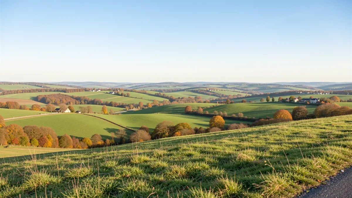Panoramic view of the Andilly plateau in Val d'Oise, France, on an autumn day.
