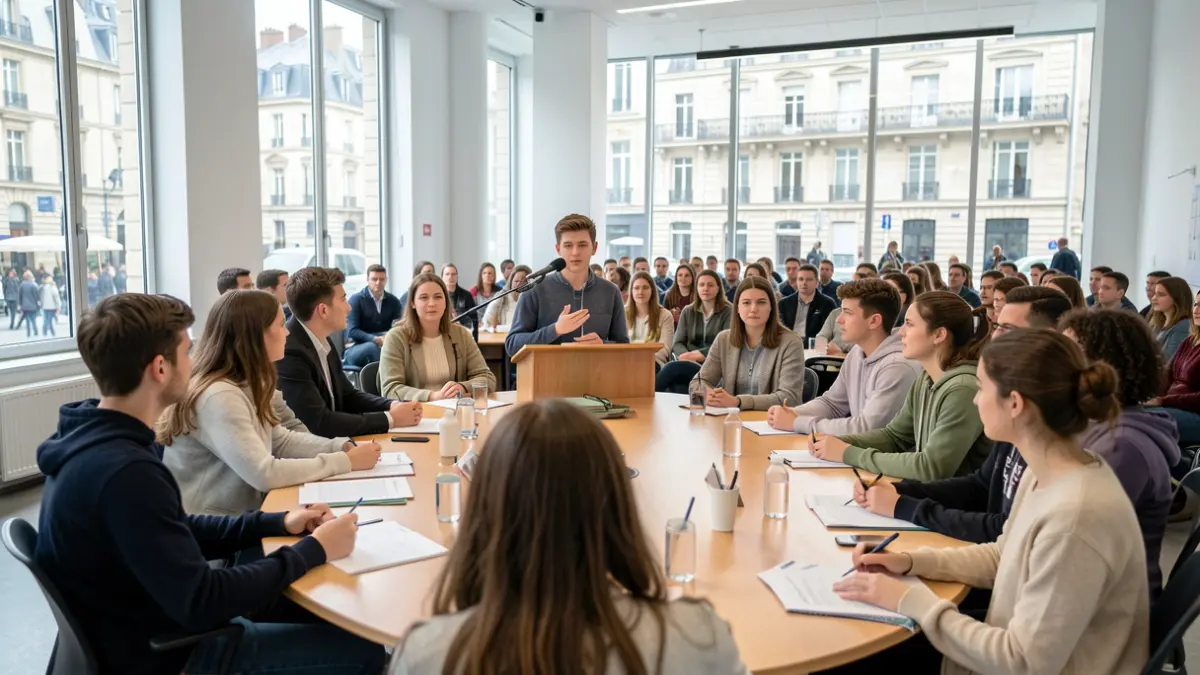 Generic image of young people engaged in local democratic life.