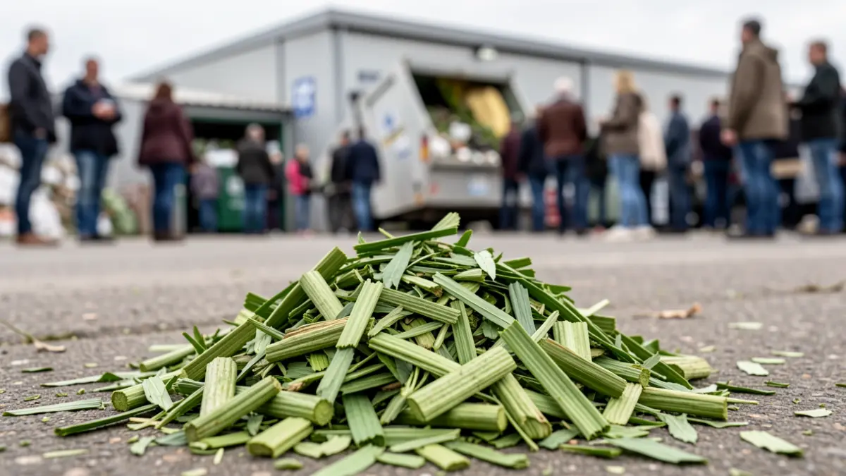 Generic image of shredded plant material at a waste disposal center.