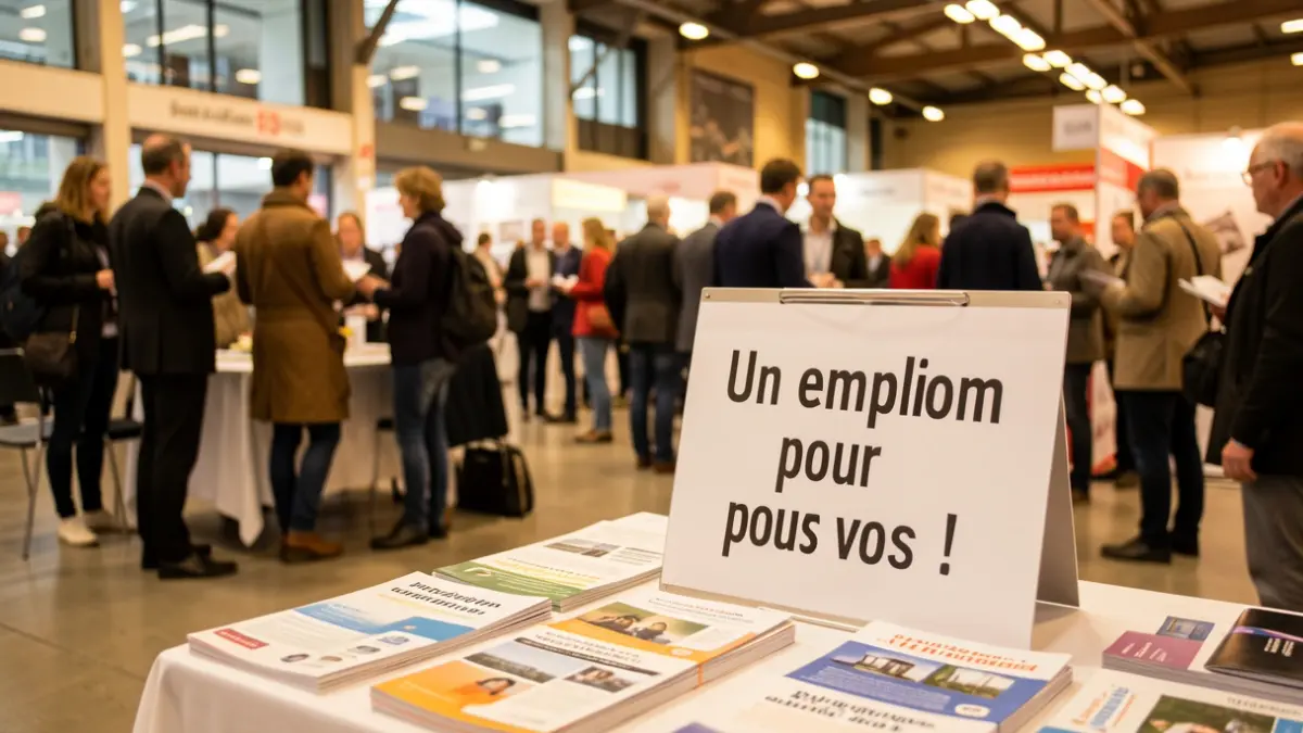 Generic image of a job fair in a shopping center.