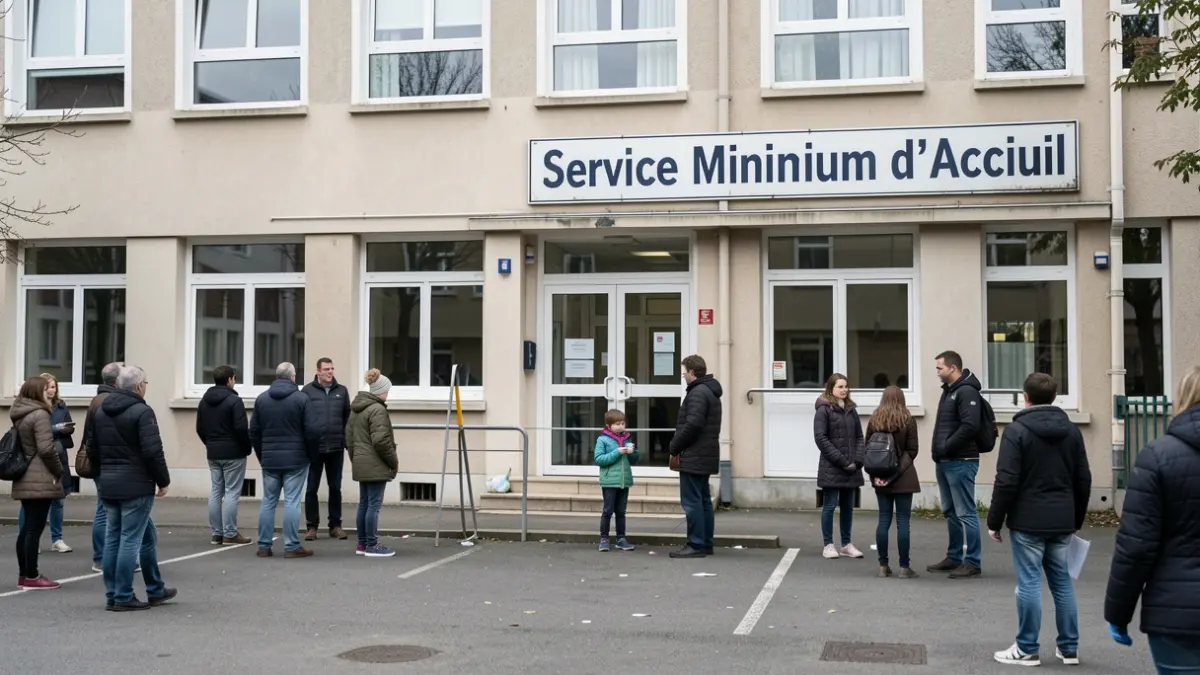 Image of a school in Sartrouville organizing a minimum reception service during a national strike.