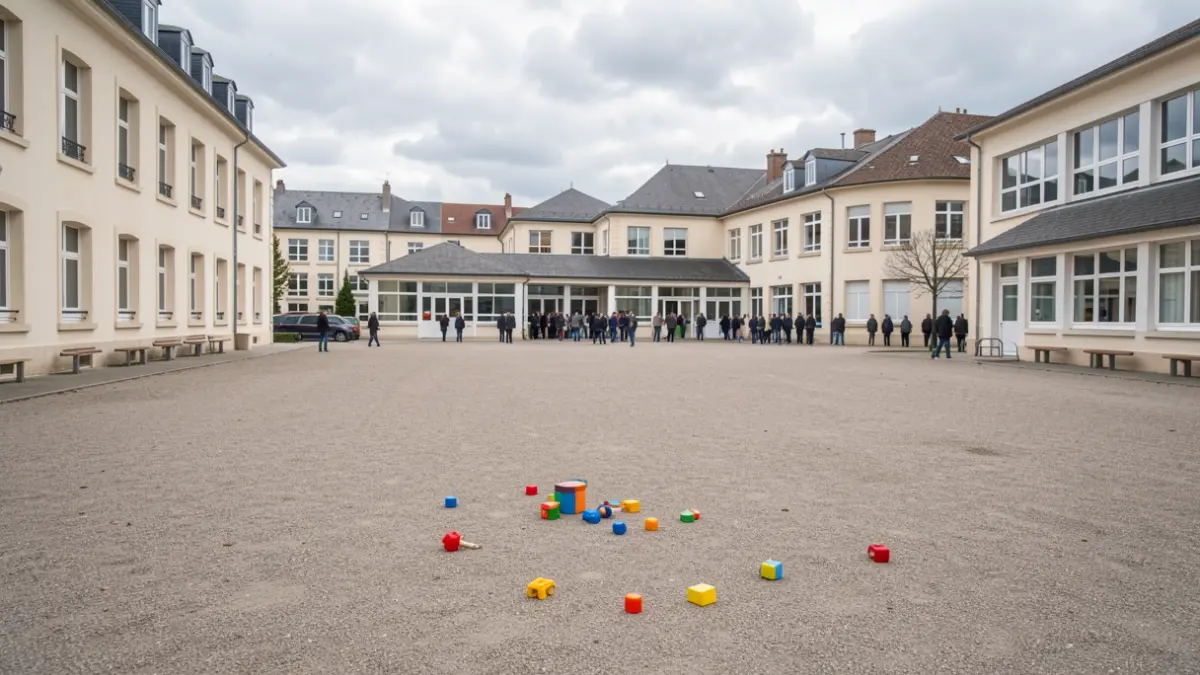 Generic image of an empty schoolyard in Île-de-France.