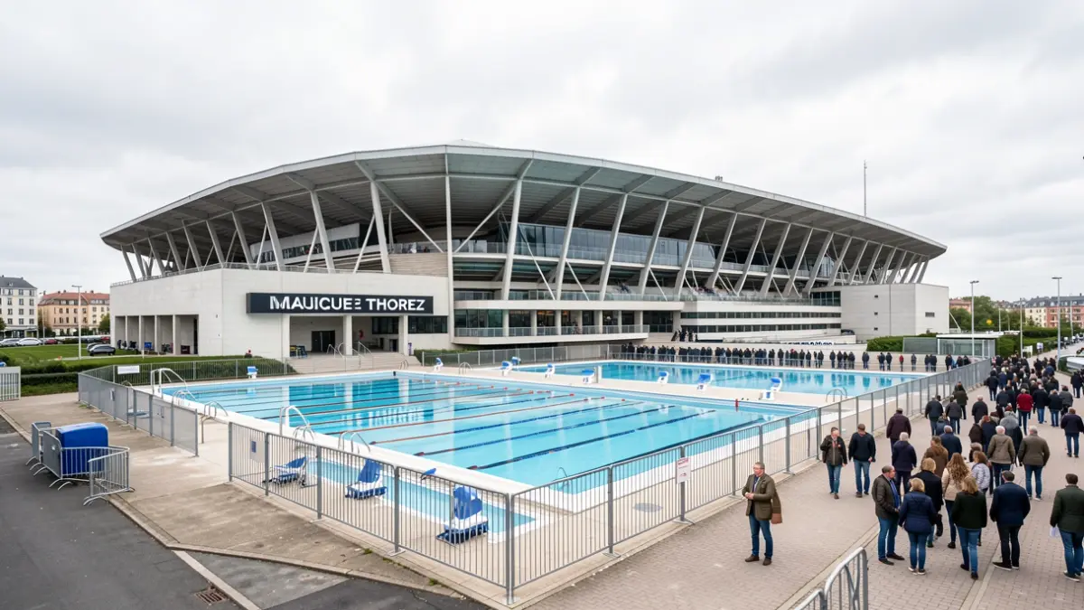 Image générique de l'extérieur du stade nautique Maurice Thorez à Montreuil.