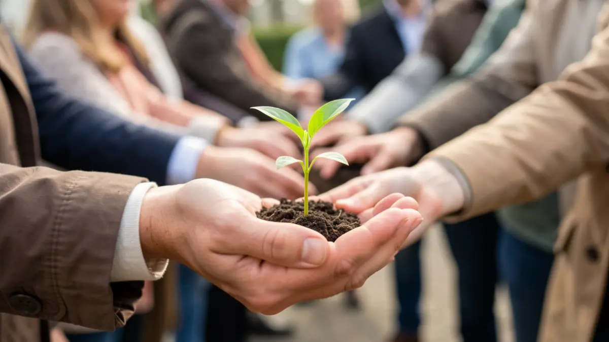 Image générique de mains tendant une jeune pousse verte, symbolisant le don d'organes et la vie.