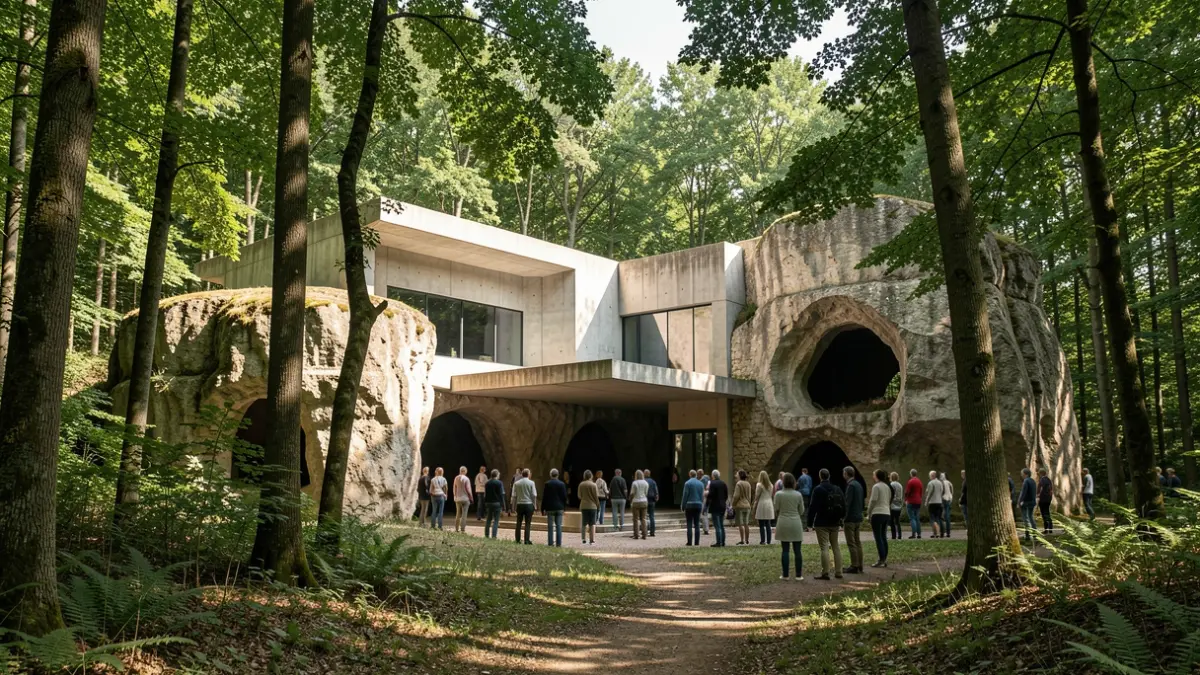 Le Musée de Préhistoire d'Île-de-France, chef d'œuvre architectural en harmonie avec son environnement forestier.