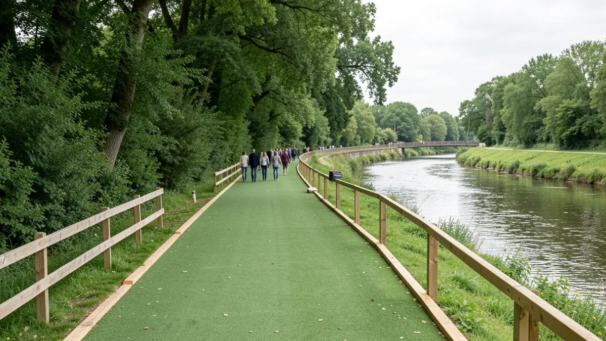 Image générique de la Liaison Verte, un chemin de randonnée rénové longeant la rivière Yerres en Île-de-France.