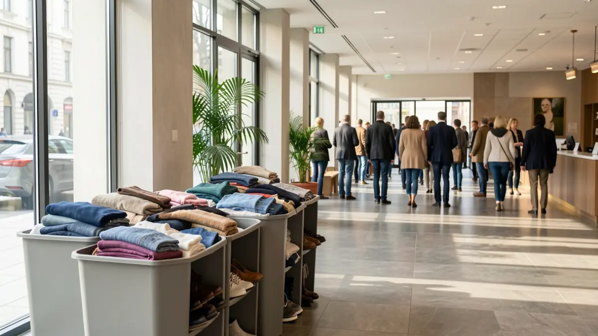 Textile collection points installed inside an Agglo facility.