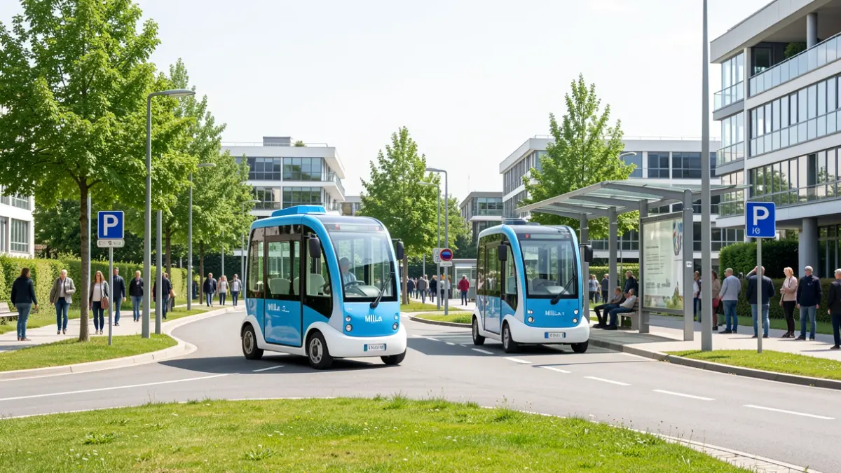 Autonomous Milla Car shuttles circulating in Le Plessis-Trévise.