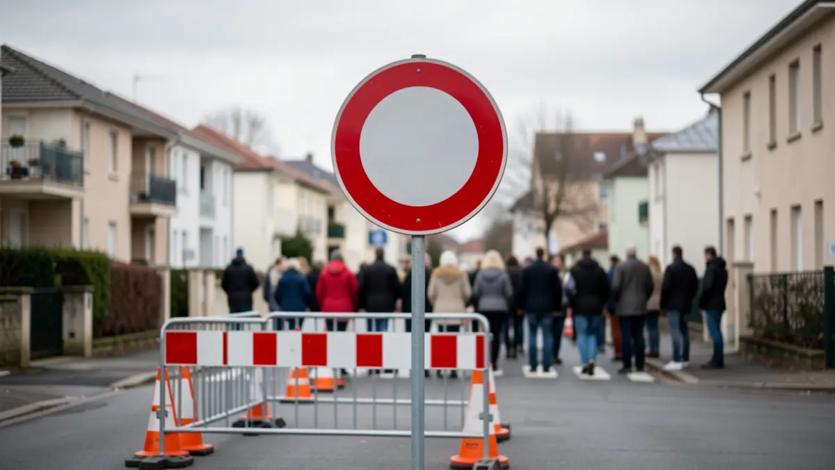 Generic image of road closure barriers in Guyancourt.