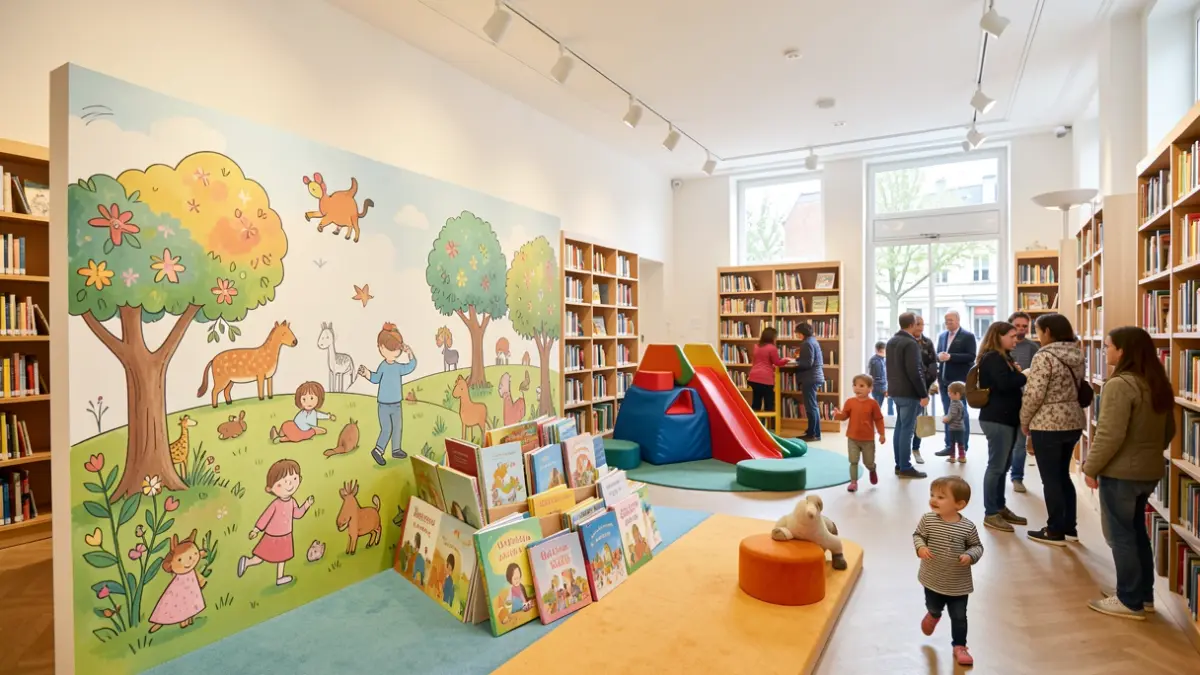Image générique d'une exposition pour enfants dans une bibliothèque.