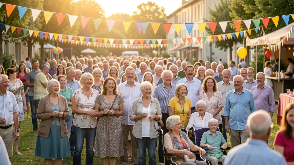Image générique de personnes diverses participant à une fête communautaire célébrant l'inclusion.