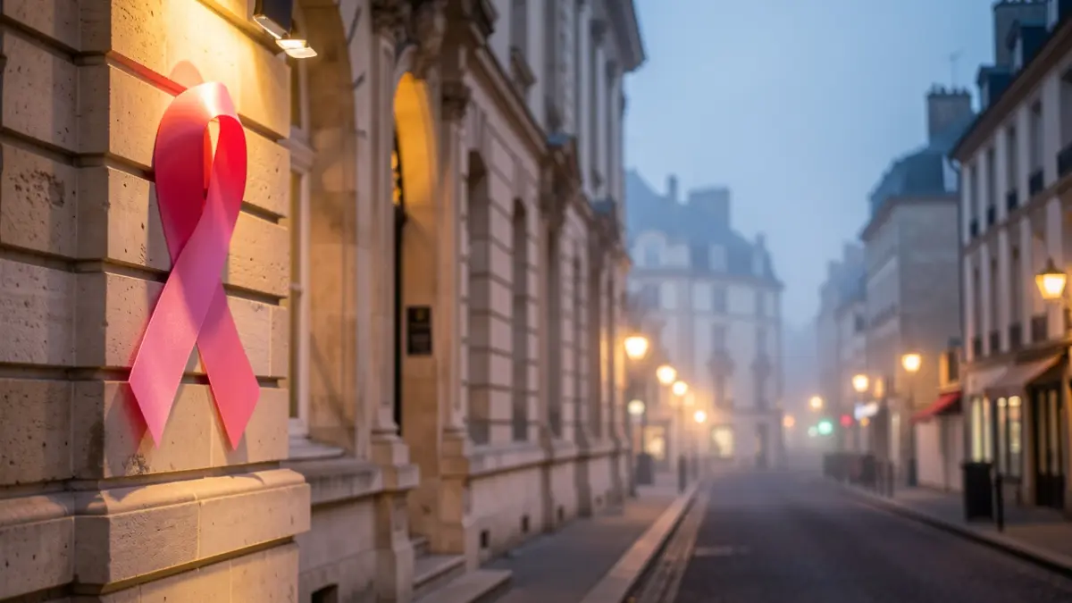 Generic image of a town hall facade turning pink for October Rose.