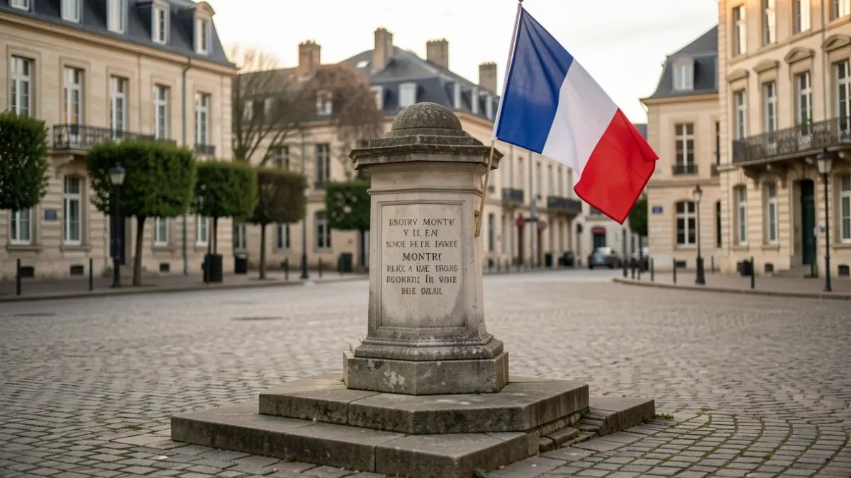 War memorial in Montry during a commemorative ceremony.