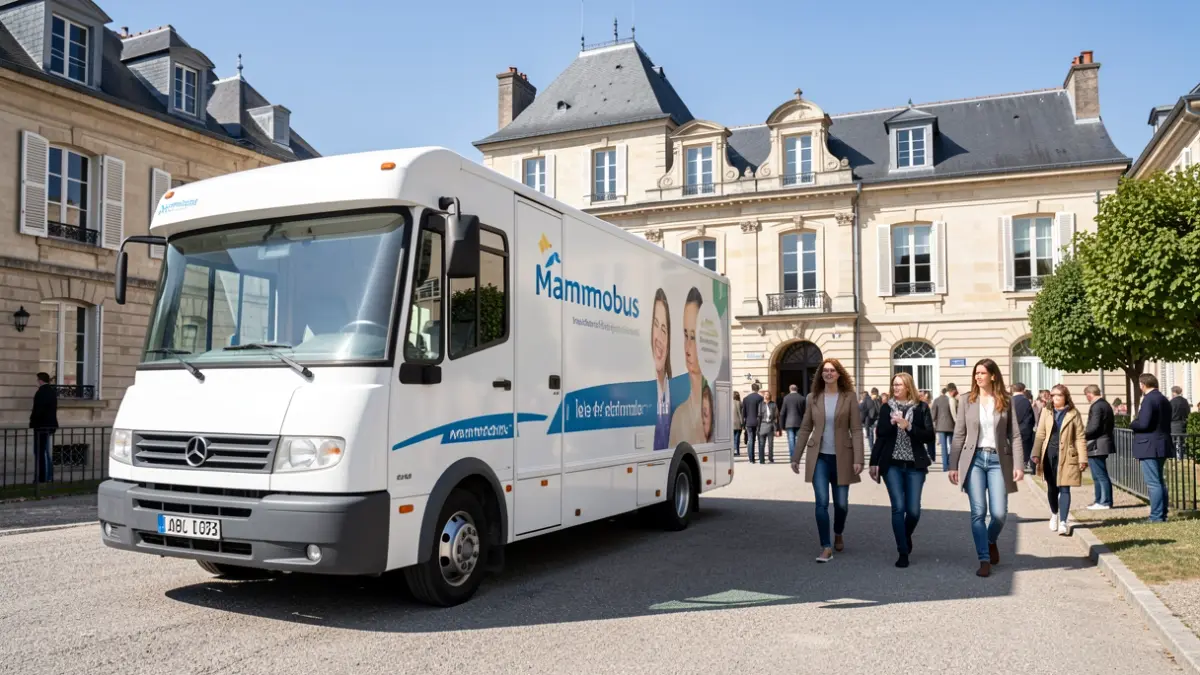 Image générique d'un Mammobus devant une mairie en Île-de-France.