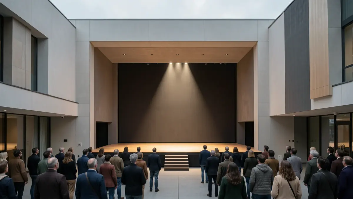 Generic image of an empty theater stage in a modern cultural center.