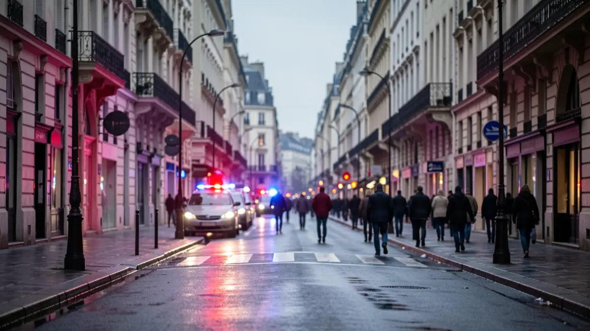 Image générique de rue parisienne avec gyrophares.
