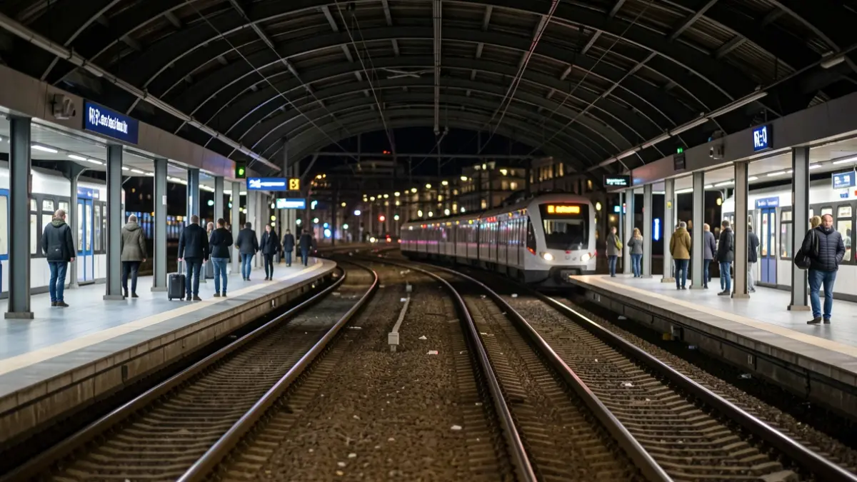 Generic image of an empty RER D platform at Paris Gare de Lyon at night.