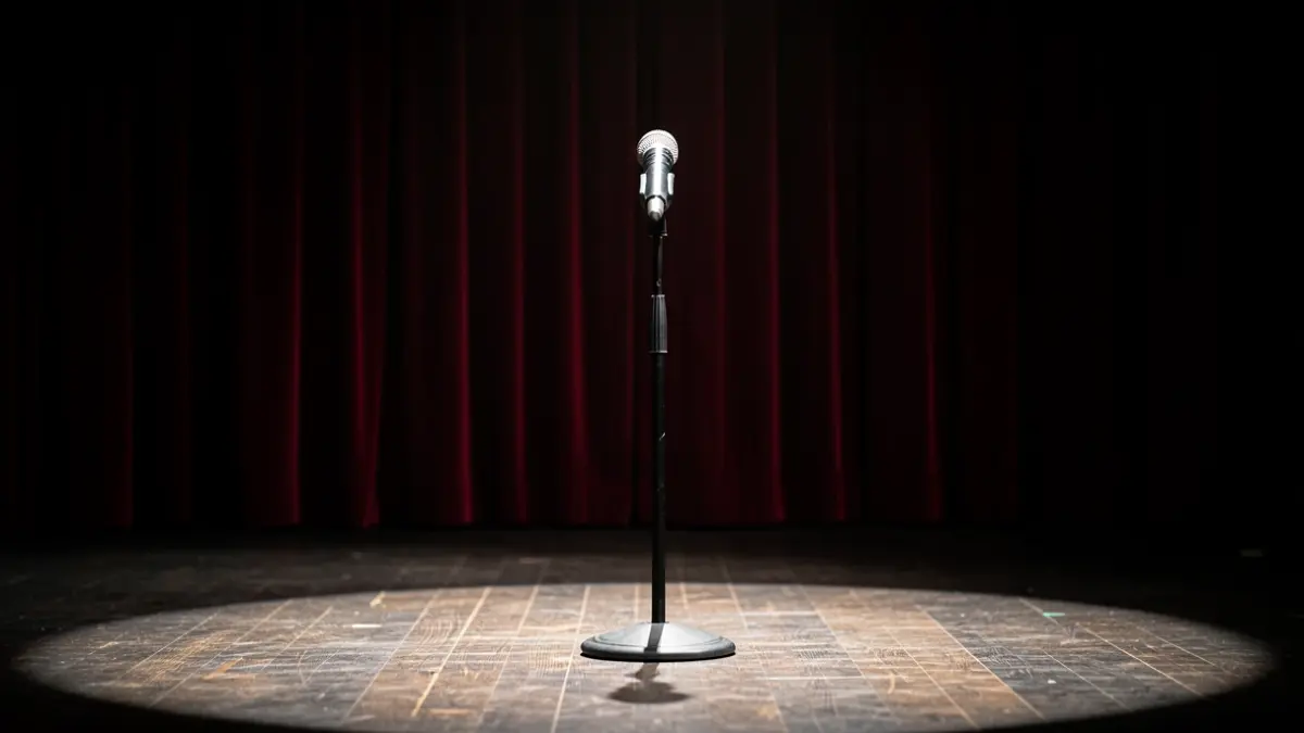 Image générique de scène de théâtre vide avec un micro.