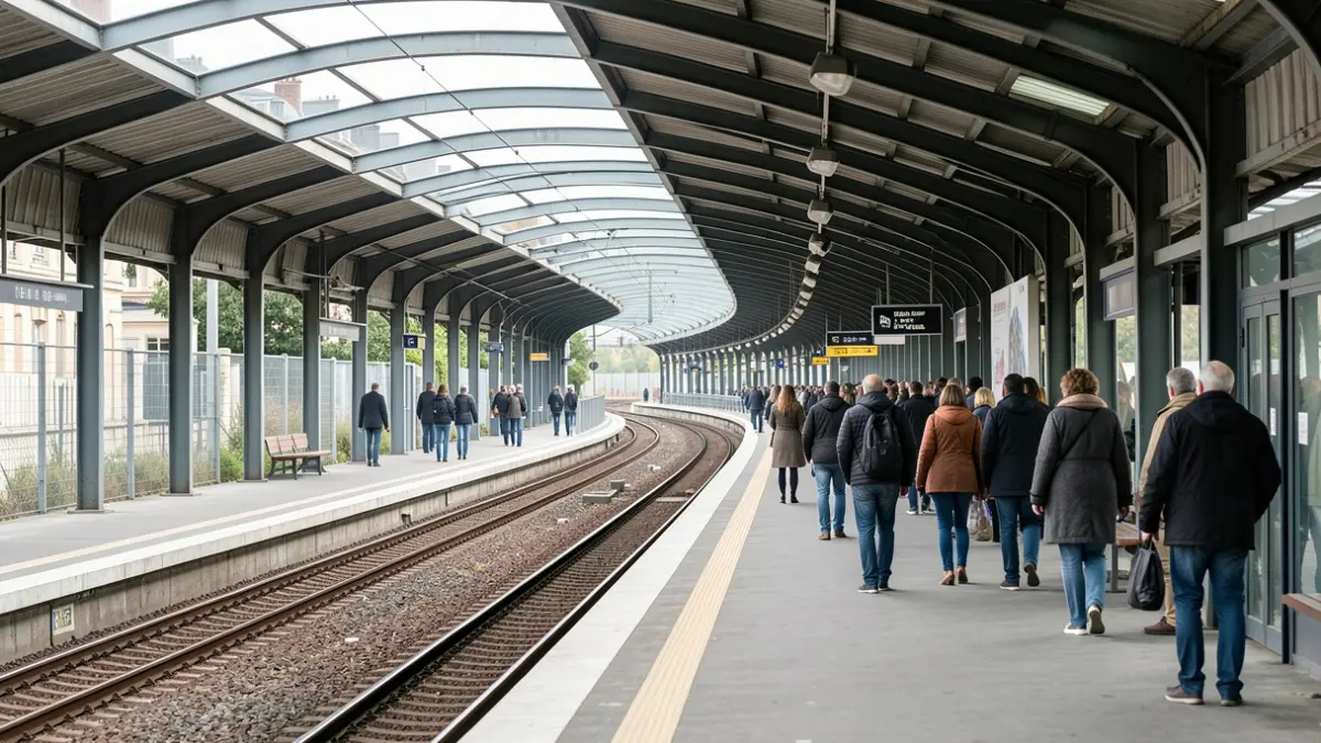 Image générique d'une gare RER D vide en Île-de-France.