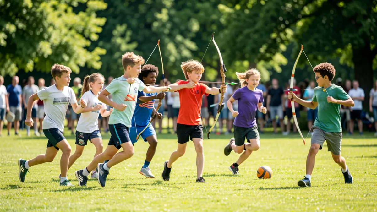 Des adolescents participent à des activités sportives variées lors d'un stage d'été à Montry.