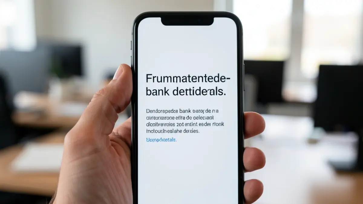 Message d'alerte sur un écran de smartphone concernant une fraude bancaire.