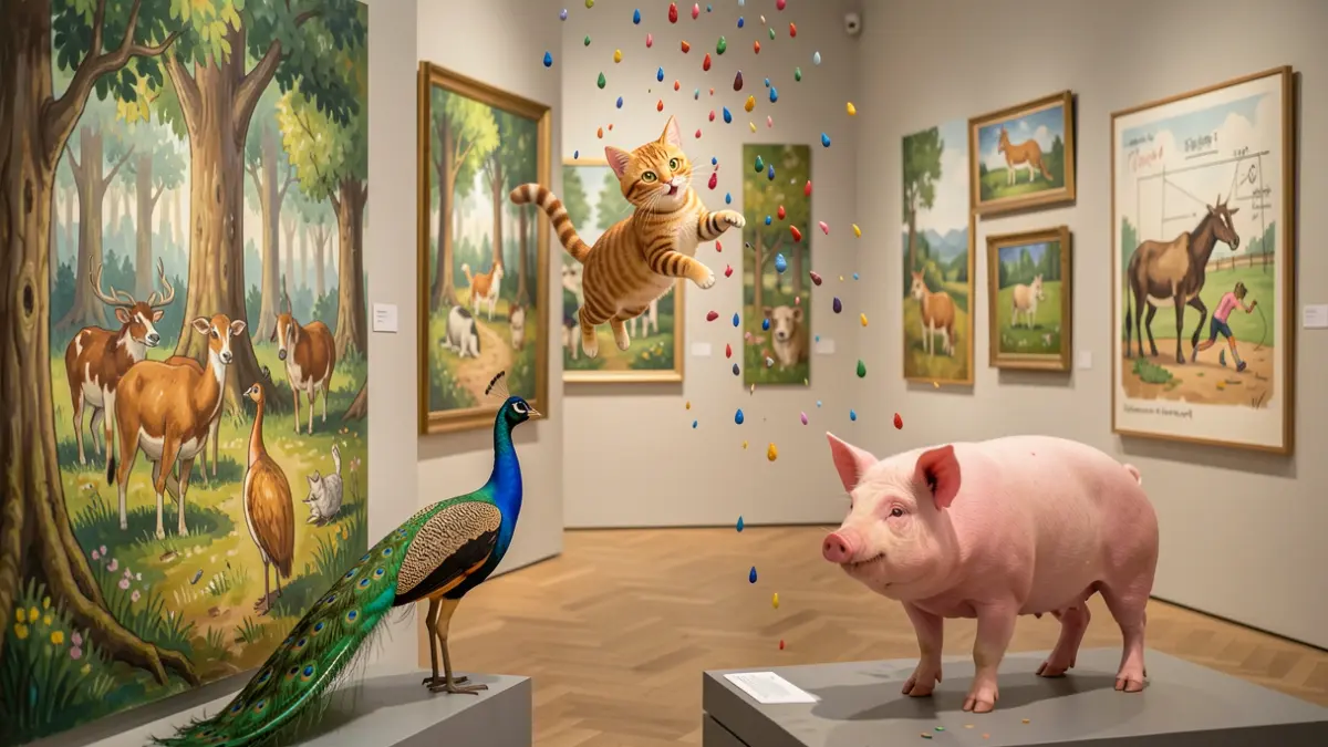 Image générique d'une visite contée au musée des peintres de Barbizon avec des animaux parlants.