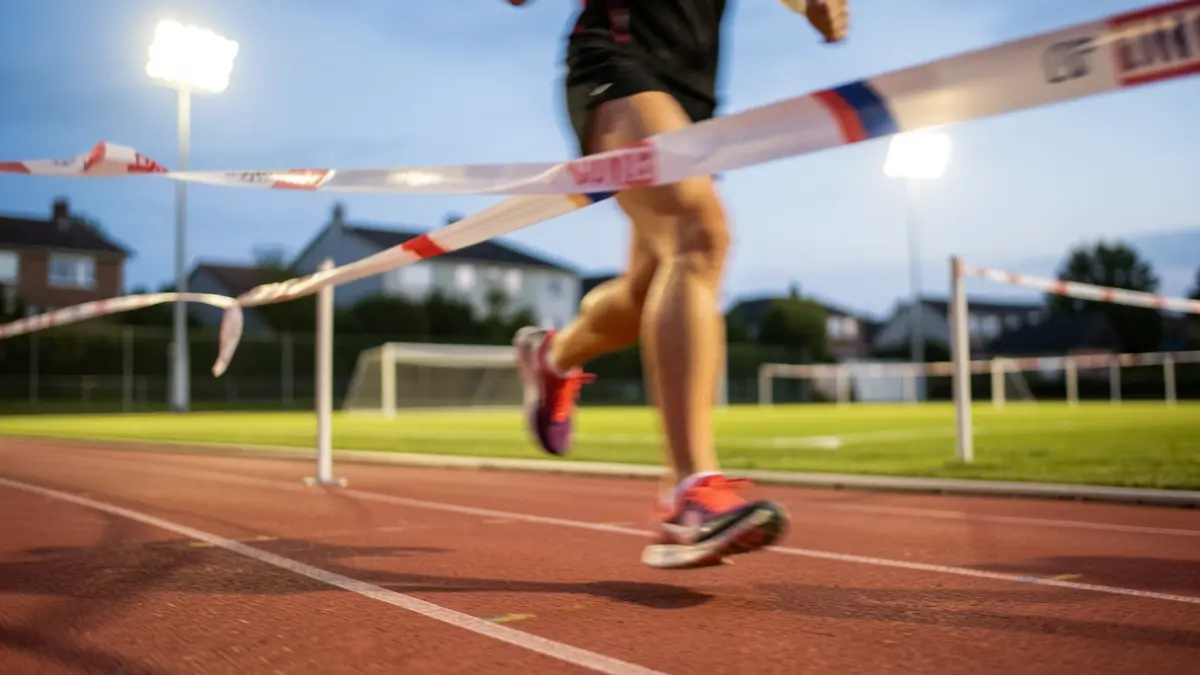 Generic image of runners' feet crossing a finish line.