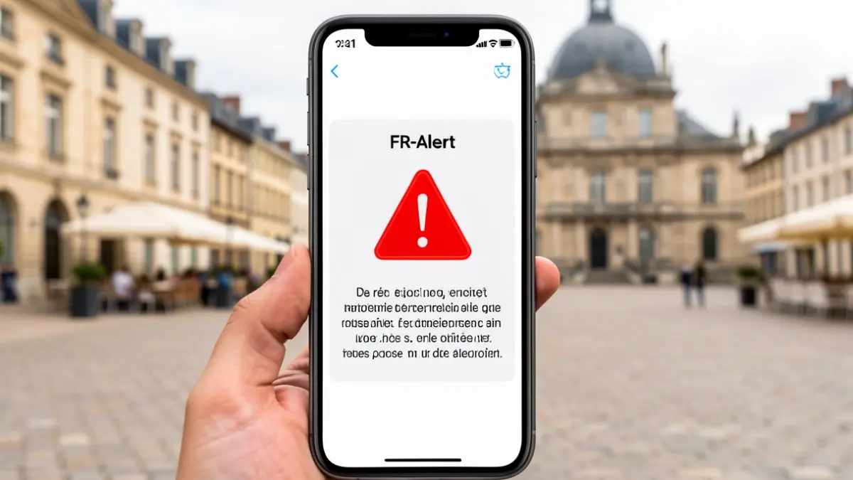 Generic image of a FR-Alert notification on a mobile phone.