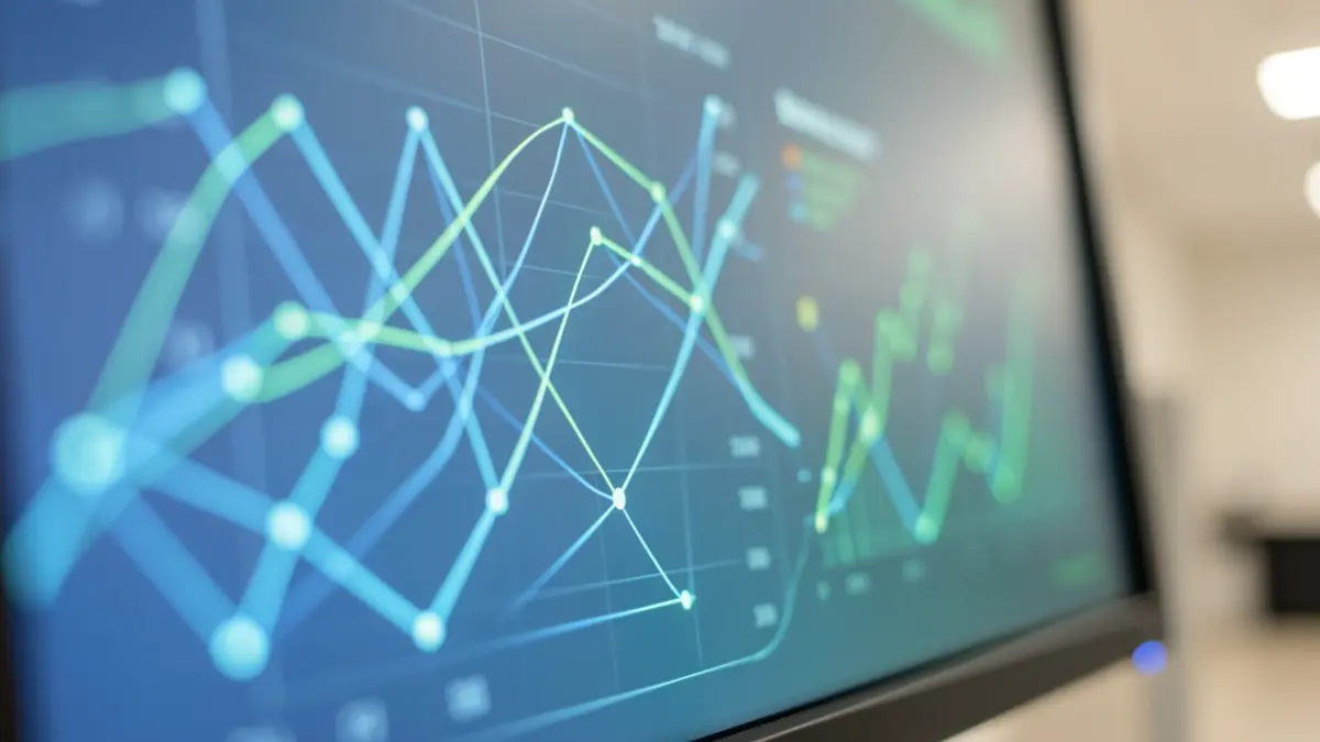 Generic image of medical data visualizations on a screen, with abstract glowing lines and nodes representing health information, in soft blue and green hues.