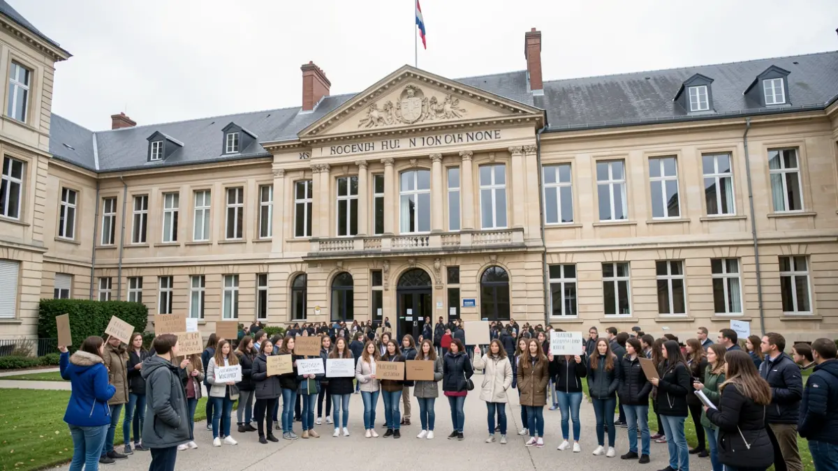 Generic image of high school students protesting in front of their school.