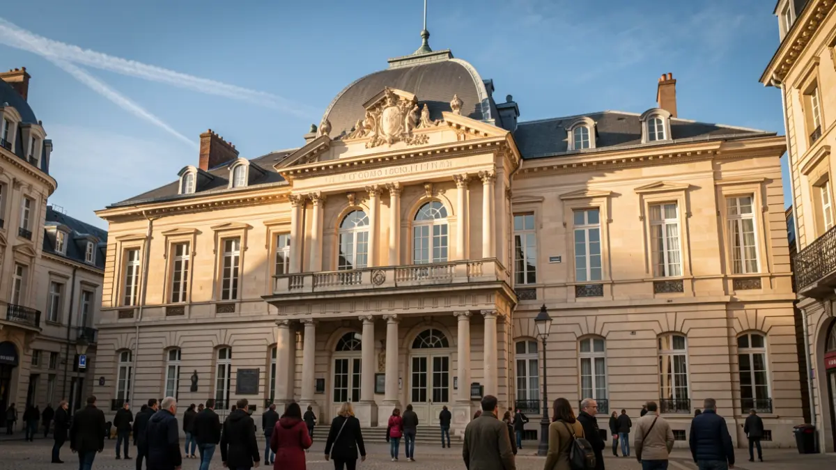 Facade of the town hall of Bois-Colombes, Hauts-de-Seine.