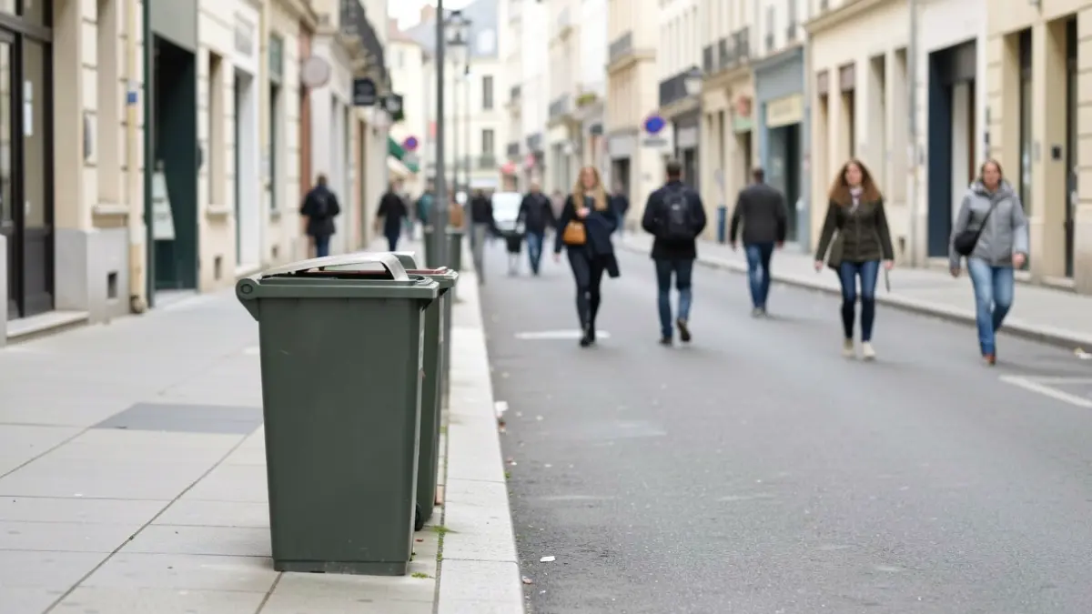 Image générique d'une rue de Bondy avec des poubelles et un trottoir propre.