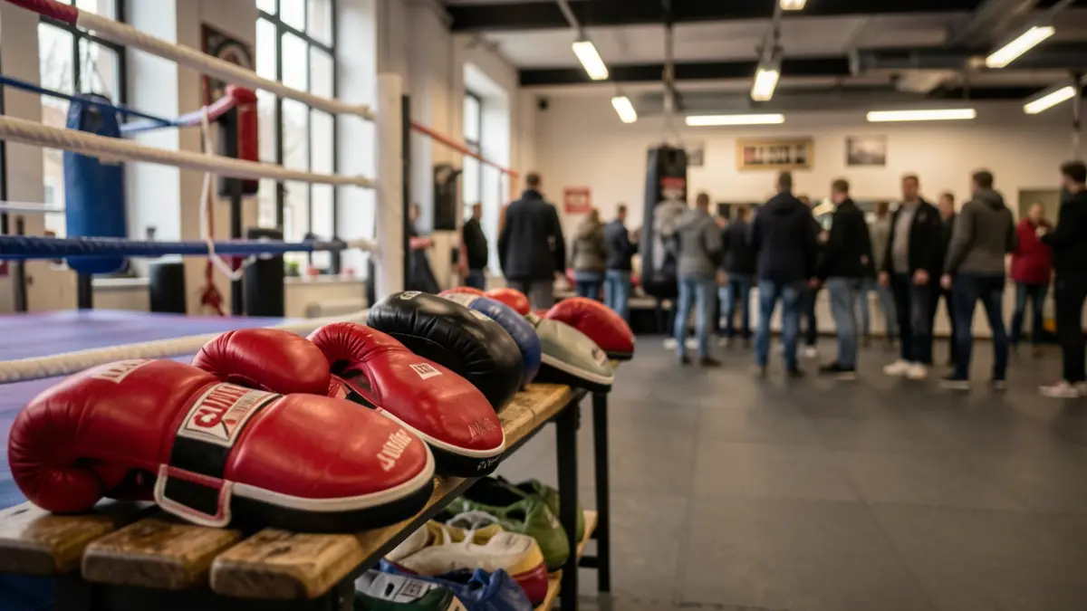 Image générique d'équipement de boxe anglaise dans un gymnase.