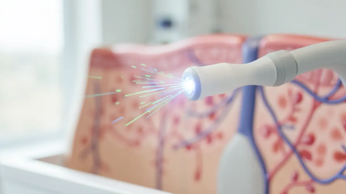 Generic image of medical technology, depicting an ultrasound probe and sound waves in a clinical setting.