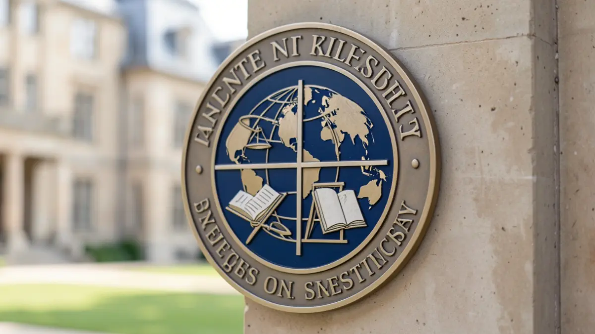 Generic image of university symbols and academic buildings.