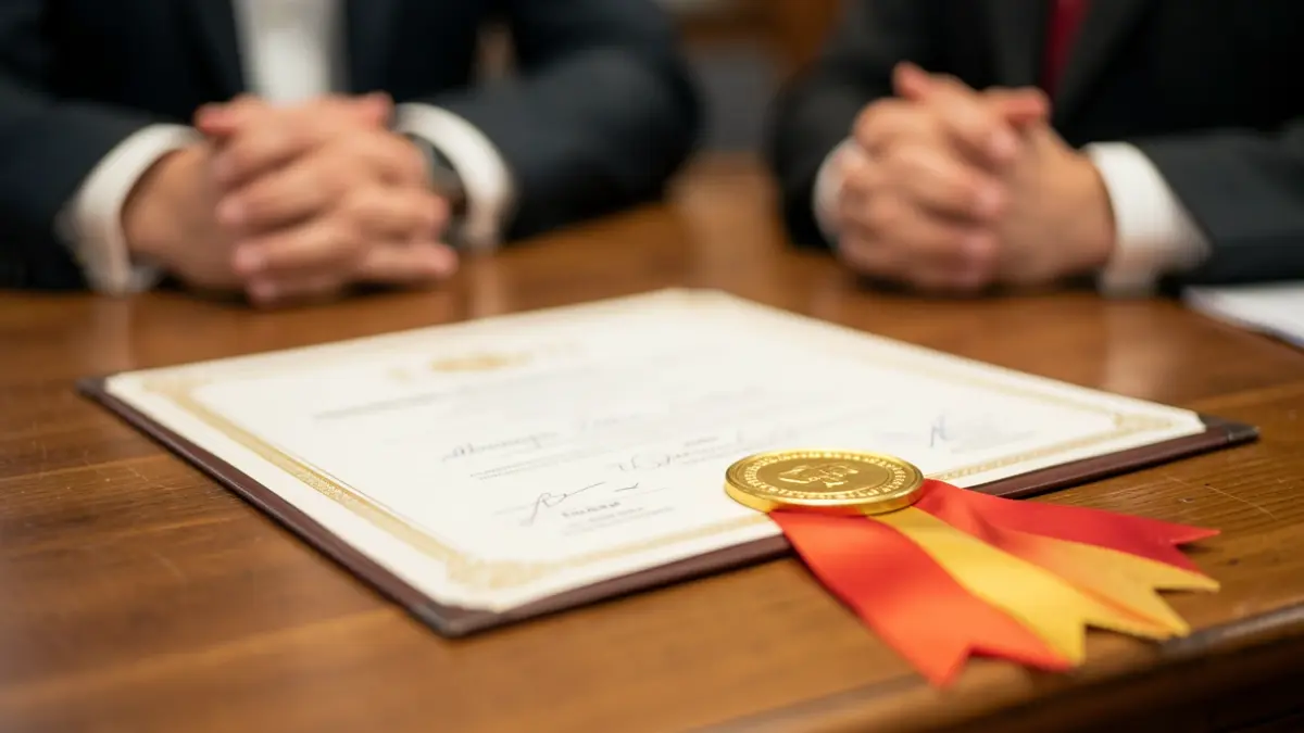 Image générique d'un certificat récompensant des artisans.