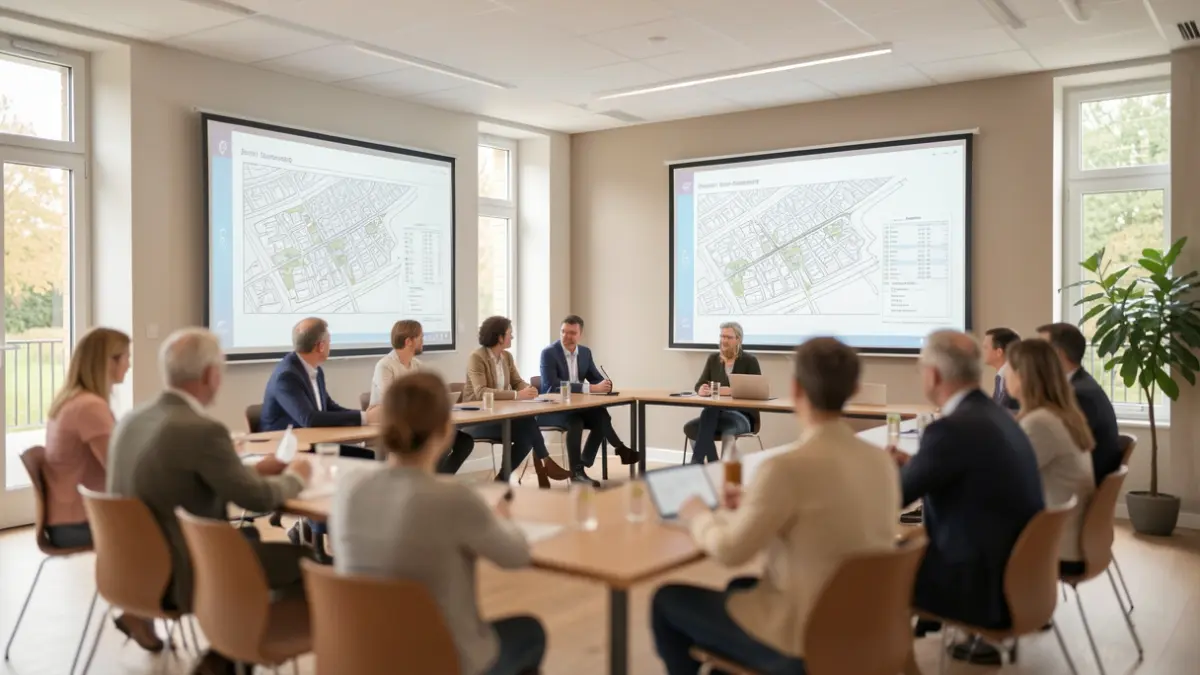 Generic image of a public consultation meeting for an urban planning project.