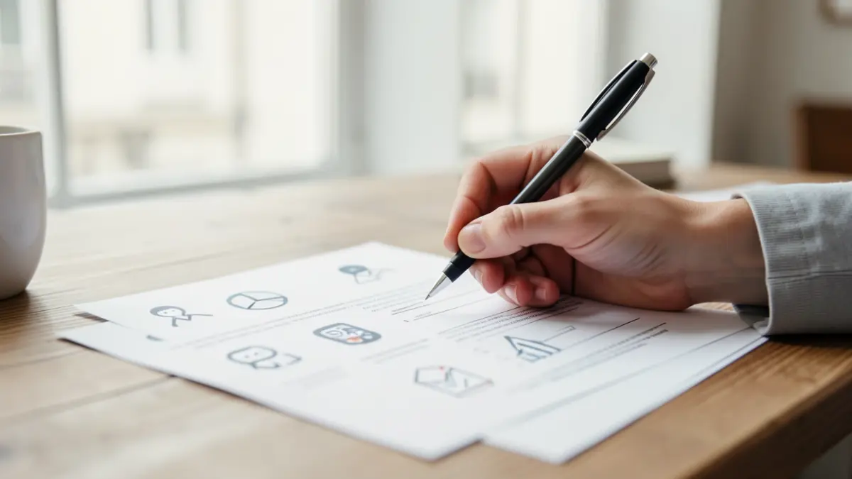 Image générique d'une main remplissant un questionnaire.