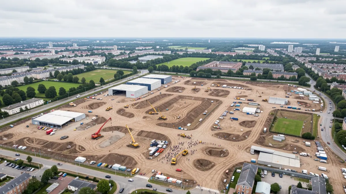 Image générique d'un site industriel en cours de dépollution avec des engins de chantier.