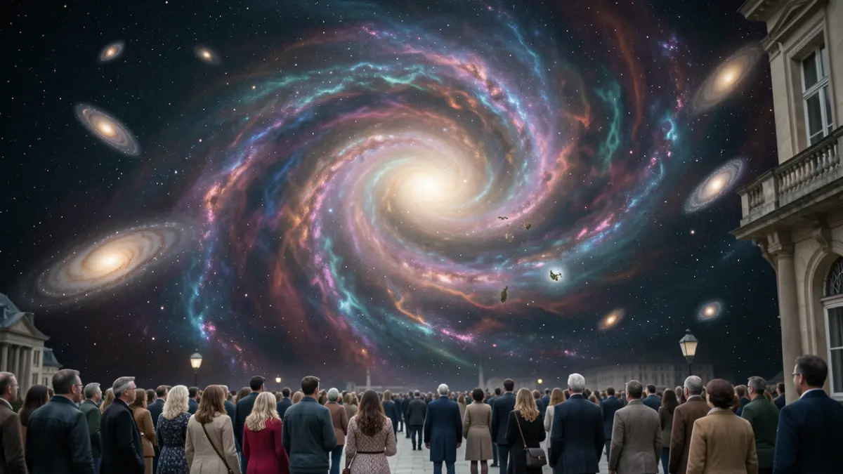 Image générique d'une nébuleuse cosmique avec des galaxies lointaines.