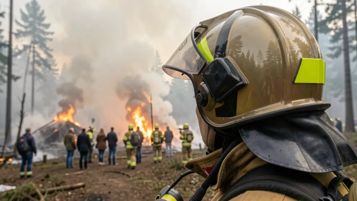 Generic image of firefighters battling a forest fire, with smoke rising into the sky.