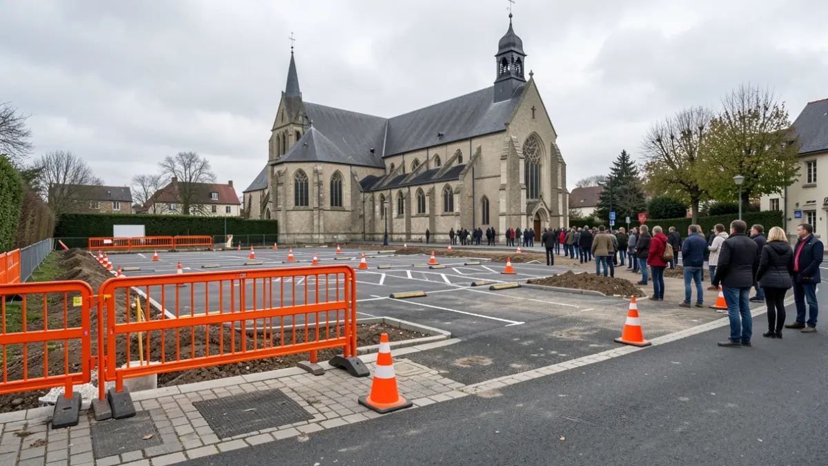 Image générique de travaux routiers avec des barrières de sécurité et des cônes.
