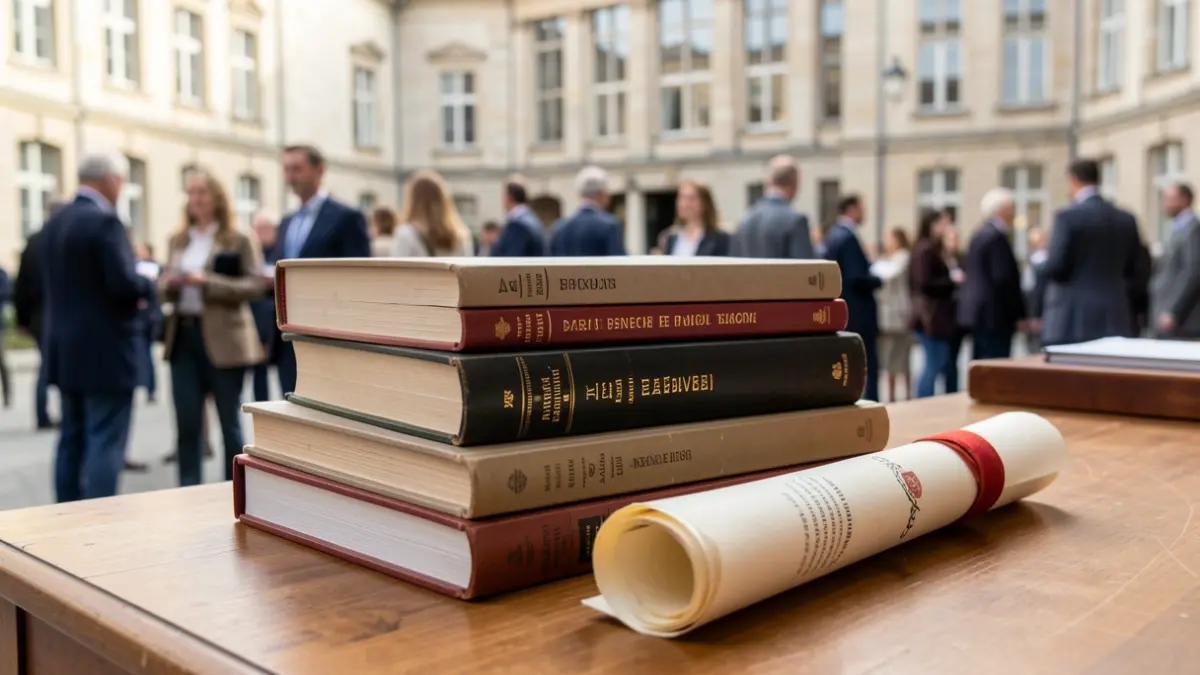 Generic image of a desk with books and a diploma.