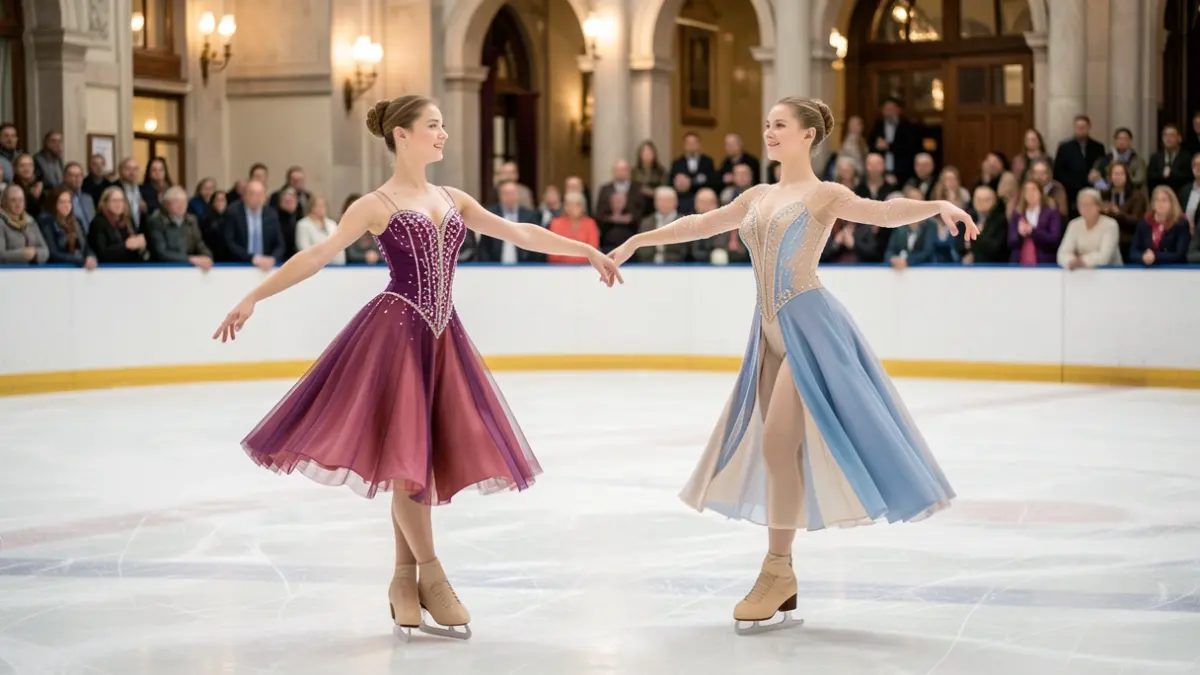 Generic image of two young female figure skaters on an ice rink.