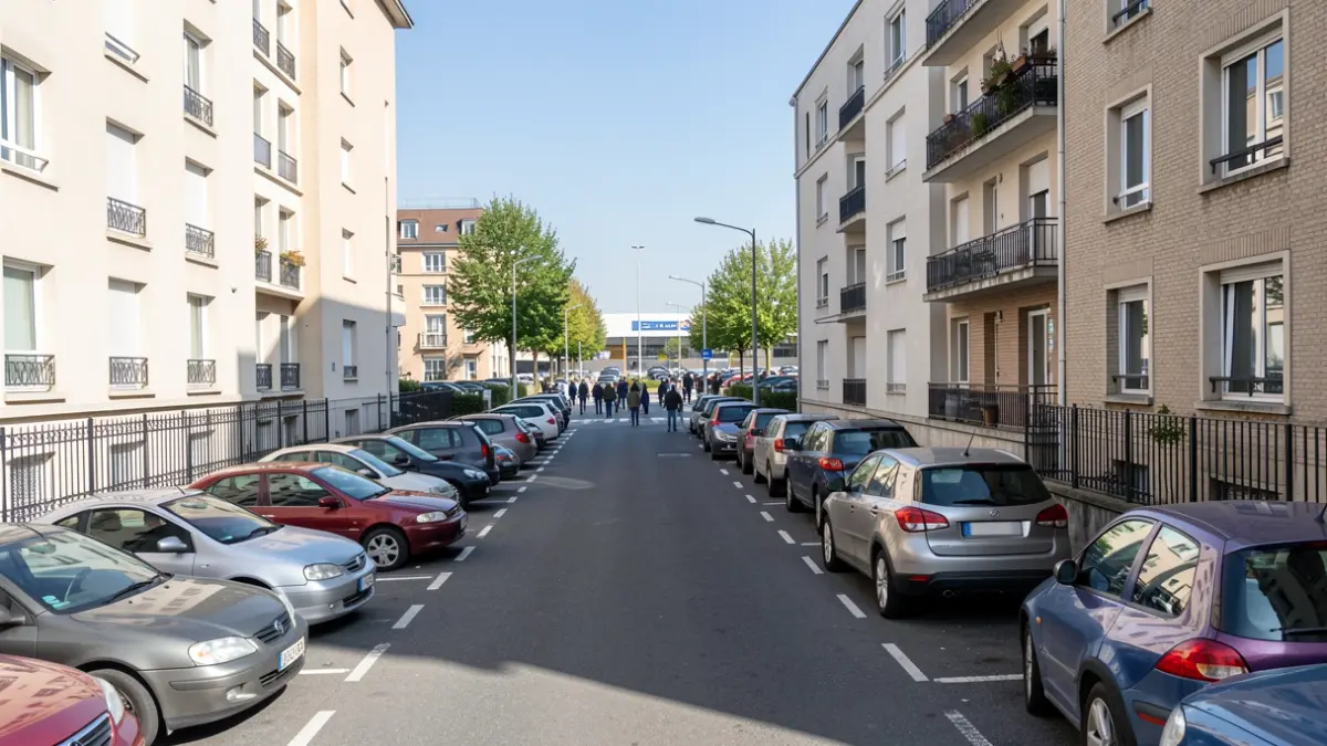Generic image of parking in a street in Drancy, Île-de-France.