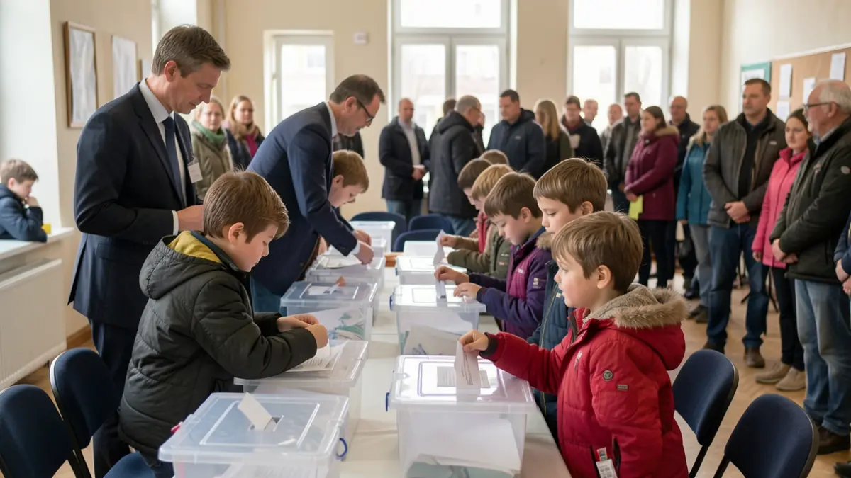Image générique d'enfants votant lors d'une élection municipale.