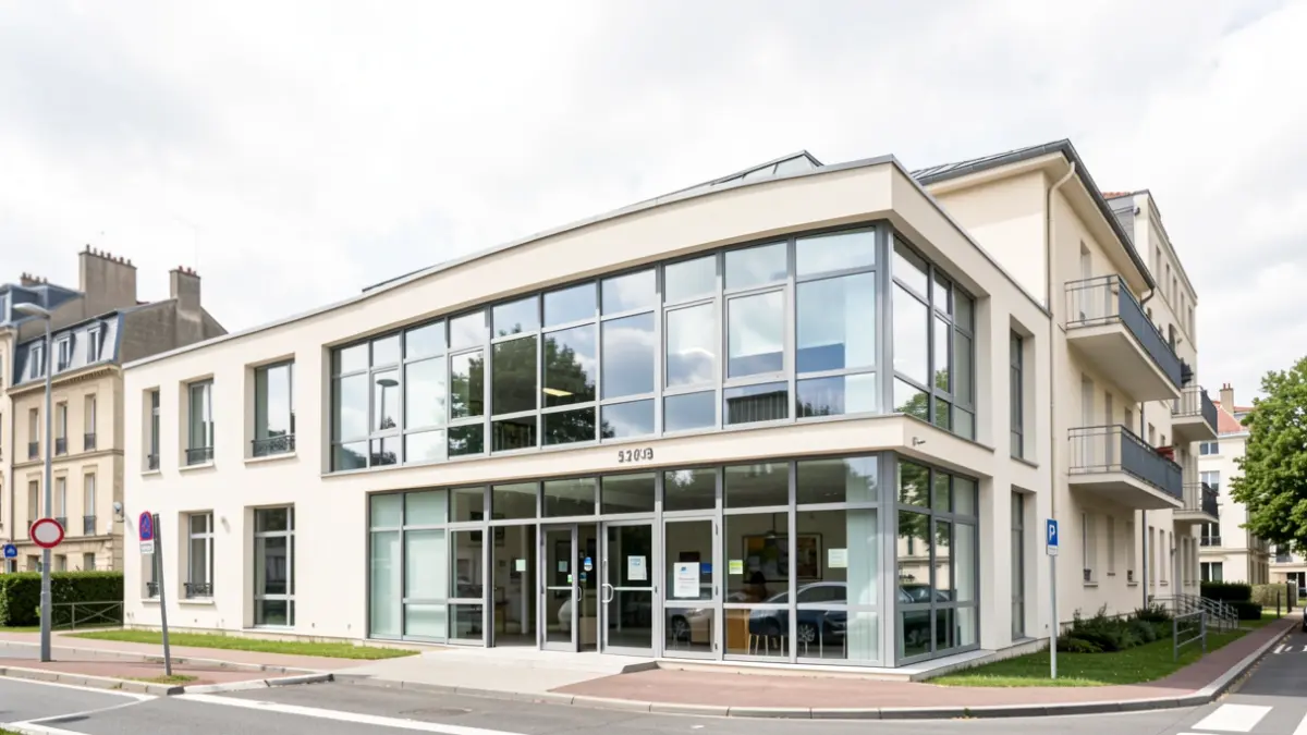 Generic image of a modern community center in a Parisian suburb.