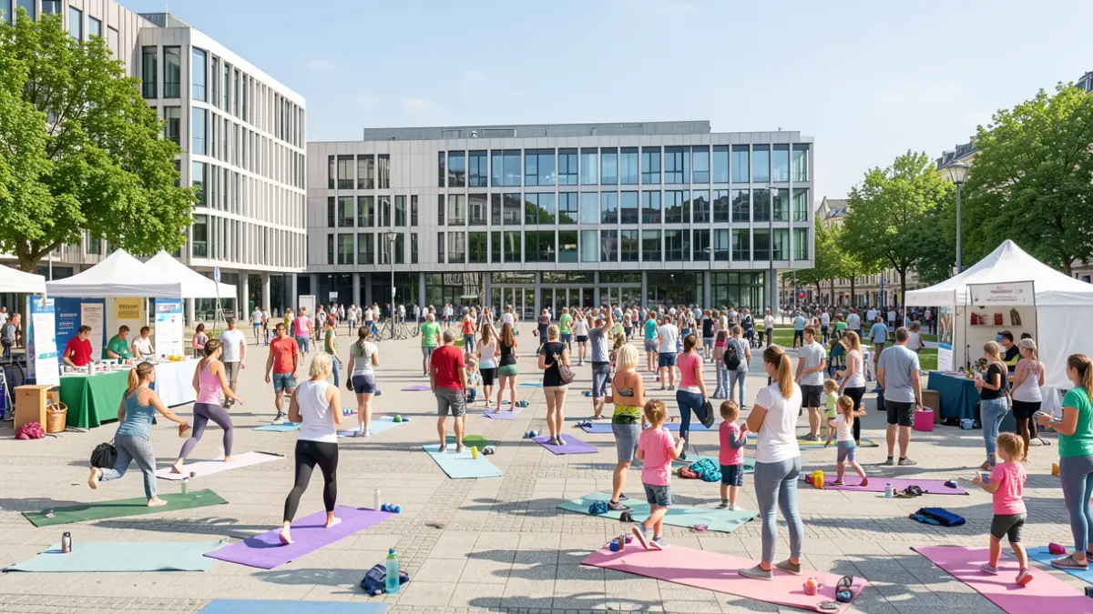 Image générique de personnes participant à des activités de santé et de bien-être dans un espace public.